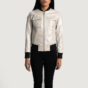 Wholesale Custom Logo Women's Vintage Style Cropped Varsity <b>Jacket</b> New Fashionable Embroidered Leather <b>Jacket</b> Cotton for Outdoor - Product Image 1