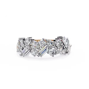 Anillo de cóctel unisex de oro macizo de 10K, 14K, 18K con diamantes cultivados en laboratorio de corte mixto disperso, certificado IGI, joyería fina, regalo - Product Image 5
