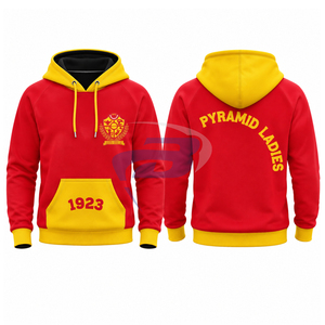 Sudadera con Capucha Roja para Hombre NSPDK Sorority con Bolsillo Canguro Dorado 1923, Sudadera Casual con Bloques de Color y Bordado Personalizado para Mujer - Product Image 3