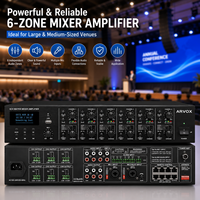 Amplificateur de puissance PA professionnel 6 canaux 240W 100V avec mixeur Bluetooth, système de sonorisation pour école, hôpital, église
