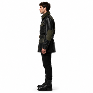 Custom <b>Men's</b> 1.0mm Waxed Cowhide <b>Leather</b> Eco-Friendly Autumn/Winter Maximalist Field <b>Jacket</b>-Two-Tone Heritage Biker Coat OEM - Product Image 3