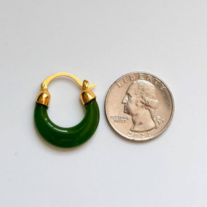 Pendientes de Aro de Jade Dorado Hechos a Mano, Circulares, Verde Claro, Minimalistas, Estilo Boho, Joyería Curativa, Regalo - Product Image 1