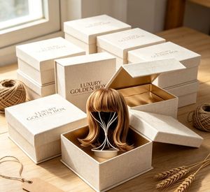 Cajas para Pelucas Impresas Personalizadas con Interior de Satén, Cajas para Pelucas Personalizadas para Empaque de Extensiones de Cabello - Product Image 1