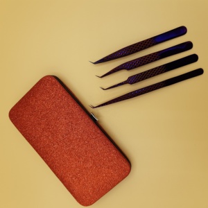 Pinzas Profesionales de Precisión Antimagnéticas y Antiestáticas de Acero Inoxidable con Punta Serrada de 10 mm para Extensión de Pestañas Postizas - Product Image 4