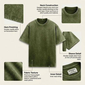 Camiseta de Algodón Verde Oliva para Hombre, Corte Holgado, Manga Corta, Cuello Redondo, Estilo Casual, Lavado, Secado Rápido, Ecológica, Color Sólido - Product Image 6