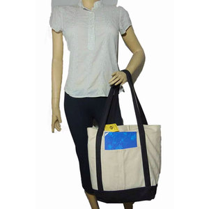Eco-Friendly Reusable Cotton Canvas Tote <b>Bag</b> with <b>Long</b> Handles Custom Printed Modern Geometric Pattern Durable Lightweight - Product Image 4