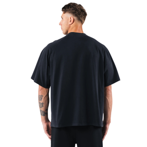T-shirt homme League Box Tee noir à manches courtes, tendance, coupe oversize, décontracté, en coton premium, pour la gym et le streetwear, vente en gros - Product Image 2