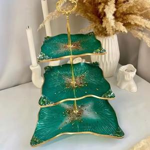 Support à gâteau en résine au design marbré de qualité supérieure, table de présentation de desserts ronde de luxe pour mariage, anniversaire et événements - Product Image 5