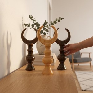 Luxury Wooden Ramadan Crescent Moon Table Decor Islamic Home Decoration Handmade <b>Eid</b> Mubarak Ornament Arabic Living Room Display - Product Image 1