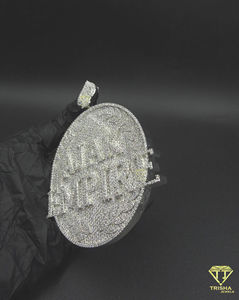 Colgante Redondo de Lujo Personalizado con Nombre, Totalmente Cubierto de Diamantes VVS Cultivados en Laboratorio, en Plata de Ley 925, Joyería Hip Hop - Product Image 5