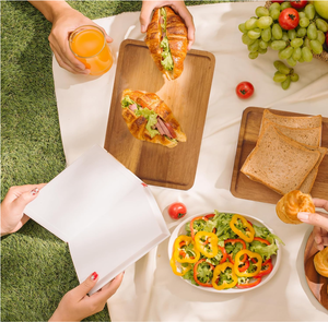 Ensemble de plateaux rectangulaires réutilisables en bois pour la cuisine, les fêtes, les pique-niques et le rangement des aliments - Product Image 5