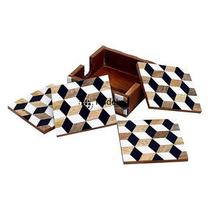 Elegante Posavasos con Incrustaciones de Hueso, Hecho a Mano, Cuadrado de Lujo de 4x4 Pulgadas, Colores Personalizables, Decoración de Mesa Tradebyd - Product Image 2