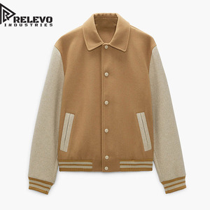 Veste universitaire unisexe personnalisée en laine et polyester, color block, col rabattu, coupe classique, style preppy, pour l'automne - Product Image 1
