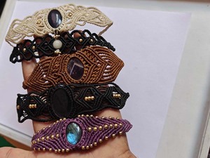 Handmade Macrame Gemstone <b>Bracelets</b> Collection <b>Adjustable</b> Boho Healing Ethnic Statement Jewelry Wholesale - Product Image 2