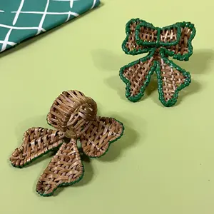 Juego de 4 Anillos para Servilletas de Ratán con Borde Verde, Anillo para Toallas, Anillo para Servilletas Tejidas, Hebilla para Servilletas Tejidas, Más Vendido - Product Image 4