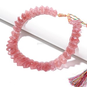 Gorgeous Strawberry Quartz Beaded <b>Necklace</b> For Women Handmade Pink Gemstone <b>Statement</b> Jewelry Natural Stone <b>Necklace</b> Elegant - Product Image 6