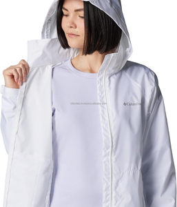 Veste coupe-vent unisexe bordeaux à capuche avec fermeture éclair, légère en polyester, décontractée, pour le printemps, coupe classique - Product Image 1