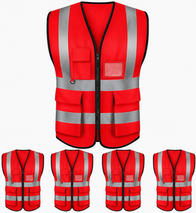 Gilet de sécurité réfléchissant haute visibilité en coton pour hommes, combinaison de travail pour ouvriers du bâtiment, vêtements de travail à rayures, plusieurs poches - Product Image 6