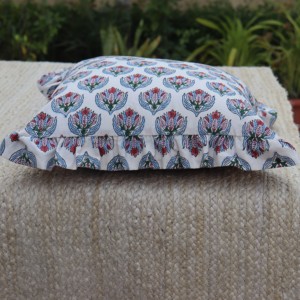 Housse de coussin carrée bohème artisanale 100% coton, imprimée à la main, motif végétal, écologique, durable, douce, personnalisable - Product Image 4