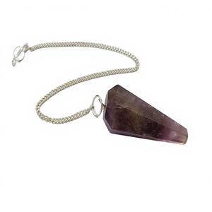 Pendentif en Agate Facettée en Améthyste, Pierre Naturelle de Quartz, Écologique, Fait Main, 35-45mm, pour la Radiesthésie, la Guérison des Chakras et le Reiki - Product Image 1