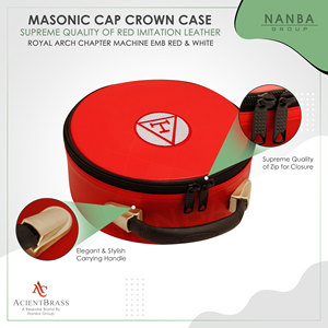 Estuche para Gorra/Sombrero de Capítulo del Arco Real Masónico, Edición Limitada, Rojo y Blanco, Bordado con Triple Tau, Cierre de Cremallera, Ligero, Excelente - Product Image 4