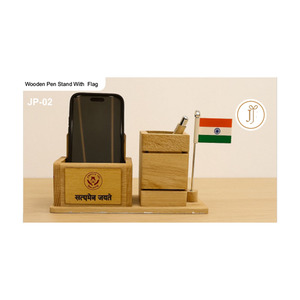 Organisateur de bureau en bois personnalisé de qualité supérieure avec support pour téléphone portable et porte-stylo - Produit de bureau promotionnel pour Thanksgiving et la fête des pères - Product Image 4