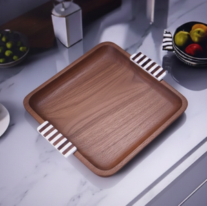 Plateau de service et de rangement en bois d'acacia sur mesure pour la maison, les mariages, le Ramadan – Produit en bois personnalisé, plateau à chocolat - Product Image 1