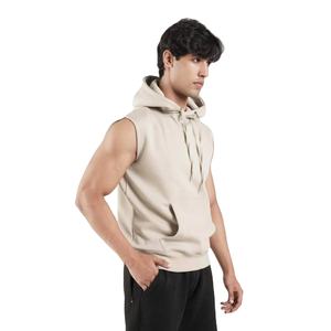 Men Gym Fitness <b>Sleeveless</b> <b>Hoodie</b> With Pockets Hooded Workout Tank Ready For Custom Print Branding - Product Image 4