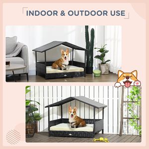 Cuscino amovibile bianco crema Lounge casa per cani in vimini da esterno - Product Image 4
