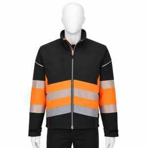 Veste de sécurité haute visibilité, vêtements de travail réfléchissants, softshell imperméable, coupe-vent, manteau d'hiver haute visibilité pour la construction, la circulation, les hommes - Product Image 1