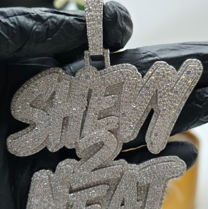 Colgante de Diamante Moissanite con Nombre Personalizado, Plata de Ley 925, Estilo Hip Hop, Joyería para Hombre - Product Image 1
