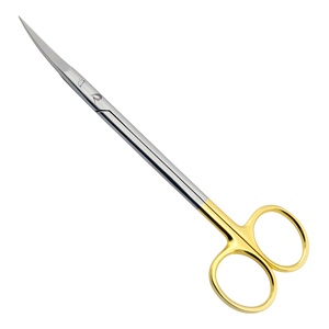 Tijeras Quirúrgicas Kelly de 16 cm, Rectas y Curvas, de Acero Inoxidable con Inserciones de Carburo de Tungsteno, Puntas Afiladas, Mango Dorado con Acabado Pasivado - Product Image 3