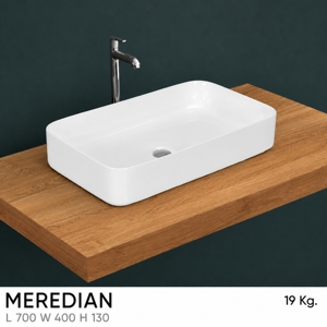 Lavabo Rectangular de Pared Meredian, de un Solo Orificio, Acabado Pulido, Diseño Minimalista - Product Image 2