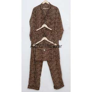 ชุดนอนผ้าฝ้ายแท้ 100% สไตล์โบฮีเมียน ชุด 2 ชิ้น เสื้อและกางเกงสำหรับผู้หญิง วัสดุคุณภาพดีที่สุด - Product Image 4