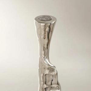 Modern <b>Hammered</b> Metal Taper Candle <b>Holder</b> Abstract Organic Shape Textured Candlestick Luxury Wedding Table Centerpiece Decor - Product Image 4