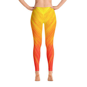 Pantalones Deportivos de Compresión para Hombre, Cintura Alta, con Cordón Ajustable, Sublimados en Amarillo y Naranja, 100% Poliéster, con Logotipo Personalizado - Product Image 4