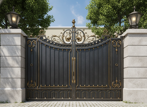 Puerta Metálica de Doble Hoja Estilo Victoriano KHP, Recubierta con Polvo, Puerta Batiente Resistente para Uso Exterior, Fácil Instalación, Diseño de Modelo 3D - Product Image 2