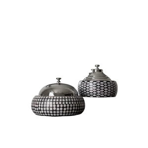 Casserole en acier inoxydable de qualité supérieure avec incrustation en os, style classique, pot de service isolé arrondi avec couvercle - Product Image 1