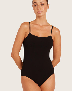 Body de una Pieza Negro de Alta Elasticidad y Secado Rápido para Mujer, Tirantes Finos, Color Sólido, Ropa de Primavera/Verano, MOQ Bajo - Product Image 5
