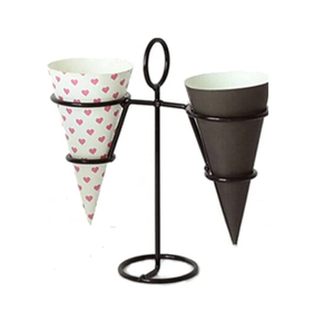 Mini Kitchen Stainless Steel Cone <b>Basket</b> Black Wire Snack Holder Stand for Fries Chips Baking Pastry Tools - Product Image 2