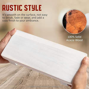 Petit distributeur de savon sur socle rustique écologique en bois d'acacia blanc plateau de vanité cuisine comptoirs de salle de bain hôtel usage domestique - Product Image 2