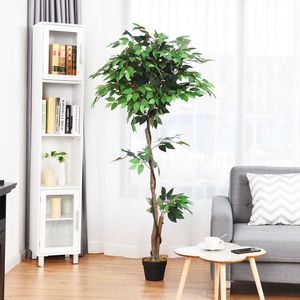 Albero di Ficus Artificiale in Seta di 1,67 Metri con Tronchi in Legno Decorativi per Casa o Ufficio - Product Image 1