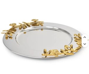 Bandeja de servir lujosa, accesorio decorativo ornamental, hermosa bandeja decorativa plateada, bandeja decorativa clásica - Product Image 4