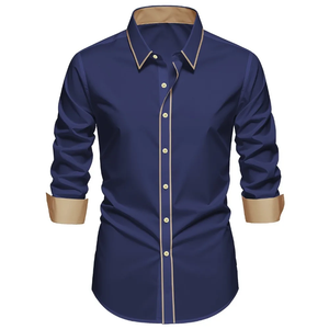 2026 New Men <b>Patchwork</b> <b>Shirt</b> Fashion Luxury Long Sleeve Smart Casual Four Season Tuxedo Man Micro Elastic <b>Shirts</b> - Product Image 1
