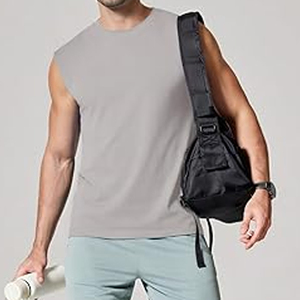 Men's Solid Color Sleeveless Tank <b>Top</b> O-Neck Casual Knitted Muscle Shirt <b>Navy</b> Blue Mens Oversized Sleeveless Shirt Premium Tank - Product Image 2