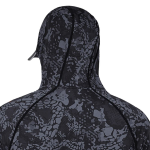 Men's Camouflage Long Sleeve <b>Hooded</b> Fishing <b>Shirt</b> With Face Mask UPF 50 Anti-UV Pullover Top - Product Image 4