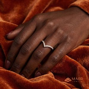 Anillo de Compromiso en Forma de V con Moissanita en Oro Rosa, Joyería Nupcial con Diamantes para Mujer, Aniversario, EE. UU. - Product Image 3
