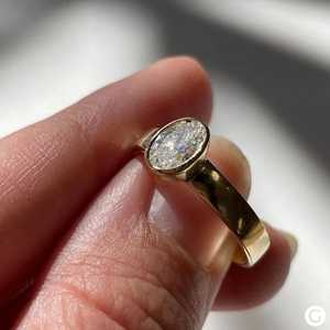 Anillo Solitario de Diamante Ovalado de 1.02 CT Cultivado en Laboratorio Signet para Mujer, Oro Sólido de 14K, Regalo de Boda o Compromiso para Enamorados - Product Image 3