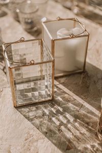 Décoration d'intérieur et d'extérieur : Porte-bougie personnalisé en métal et verre doré, pour sol et suspension, pour la décoration de la maison - Product Image 5