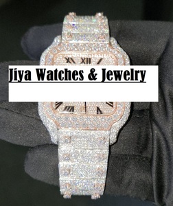 Montres mécaniques analogiques classiques de luxe en diamant Moissanite VVS, bracelet en acier inoxydable, sertissage de diamants fait main, toutes les montres - Product Image 2